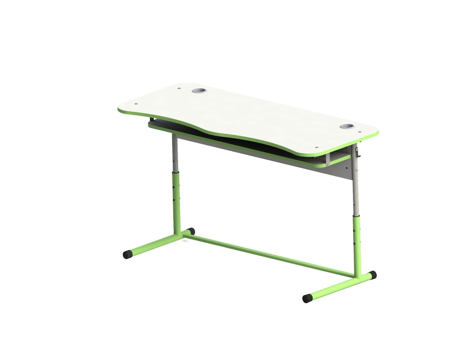 Стіл учнівський 2-місний прямий регульований по висоті РОЗКОМ з полицею, розмір 1200х500х580-640-700-760 мм.